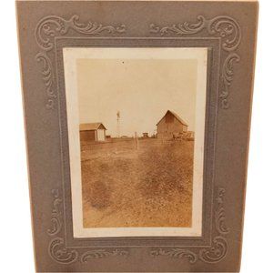 Family Farm Windmill Barn Car Cabinet Card Antique Picture Photograph Wellington